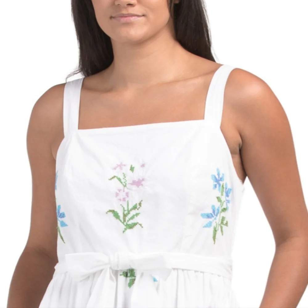 LEA Wome's Cotton Needlepoint Embroidered Midi Dress - Picture 3 of 6